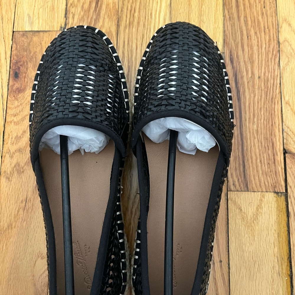 NEW IN BOX - Black woven espadrille flats with rubber role